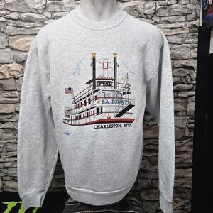 Fruit of the Loom Gray Charleston WV Graphic Men's Crewneck Sweater